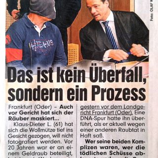 Zeitungsbericht der BILD Zeitung vom 16.03.2012 aus Frankfurt (Oder) zum Überfall-Strafprozess