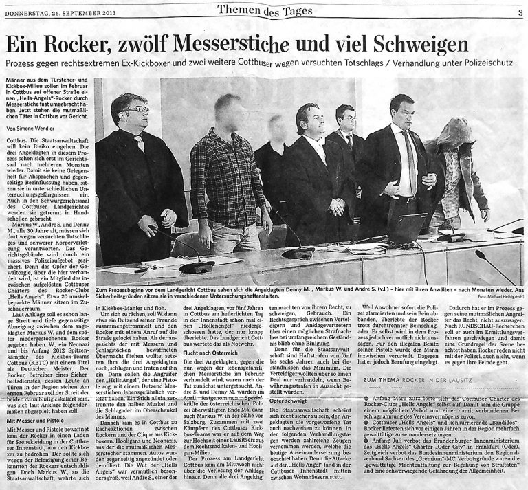 Zeitungsartikel über Strafprozess wegen Totschlags, Verteidigung durch Anwalt für Strafrecht in Cottbus, Christian Nordhausen